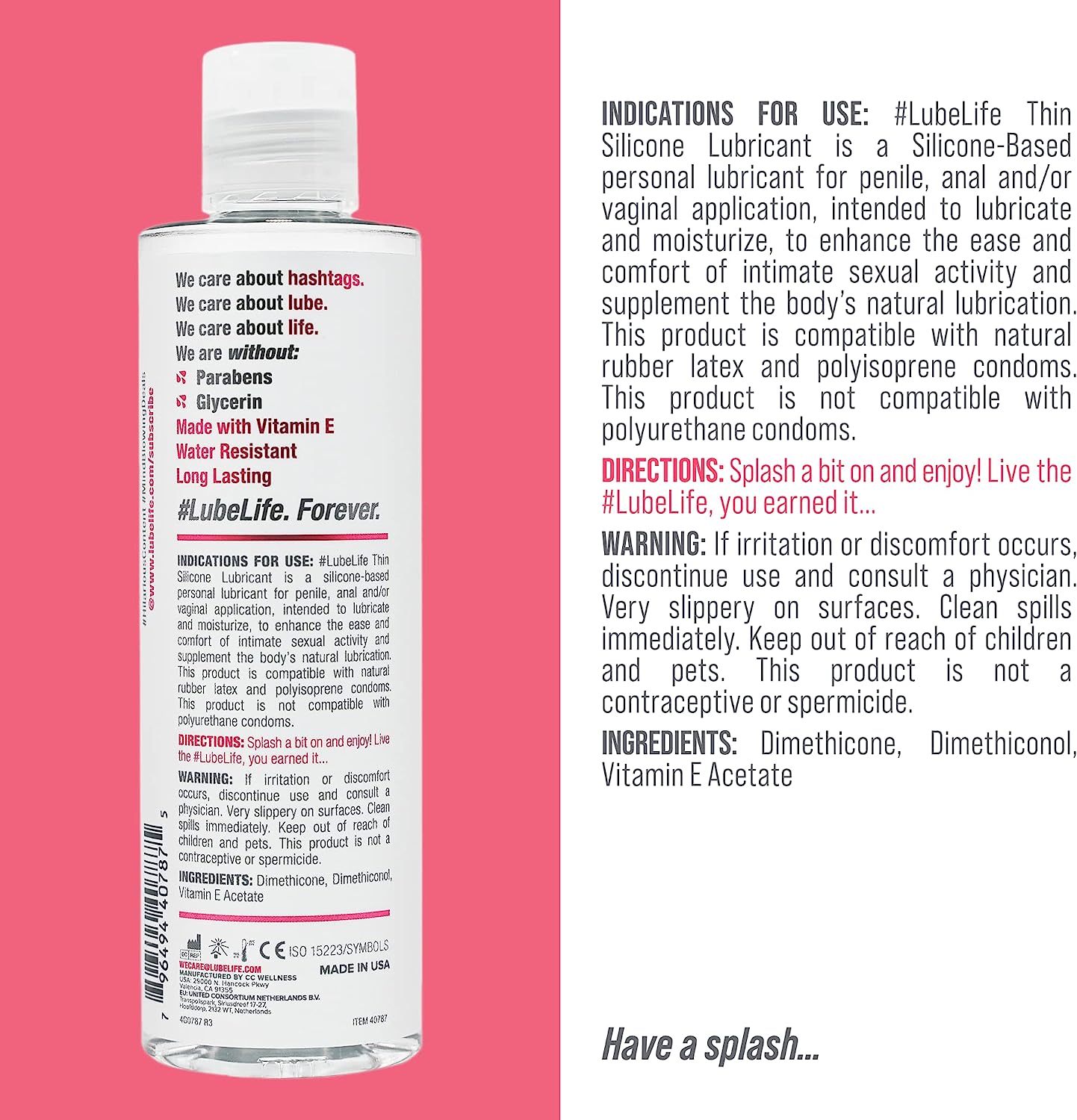 Lube Life Barely There Silicone-Based - 8 oz