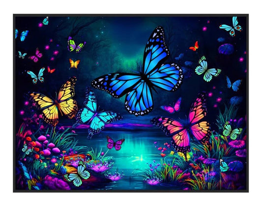 Butterfly World Black Light Tapestry