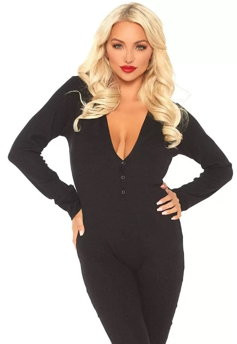 Cozy Brushed Rib Long Johns with Cheeky Back Flap