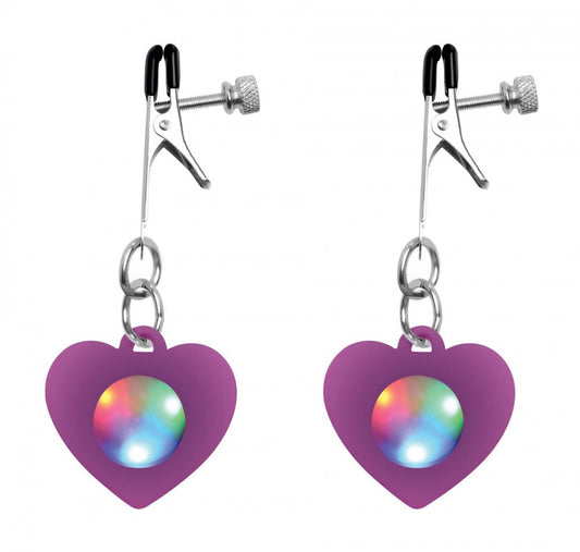 Silicone Light Up Heart Nipple Clamps